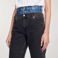 Pantalons & Jeans*SANDRO Jean Double Ceinture Bicolore Gris