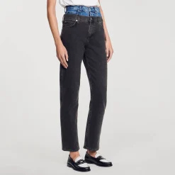 Pantalons & Jeans*SANDRO Jean Double Ceinture Bicolore Gris