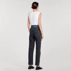 Pantalons & Jeans*SANDRO Jean Double Ceinture Bicolore Gris