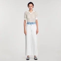 Pantalons & Jeans*SANDRO Jean Double Ceinture Bicolore blanc