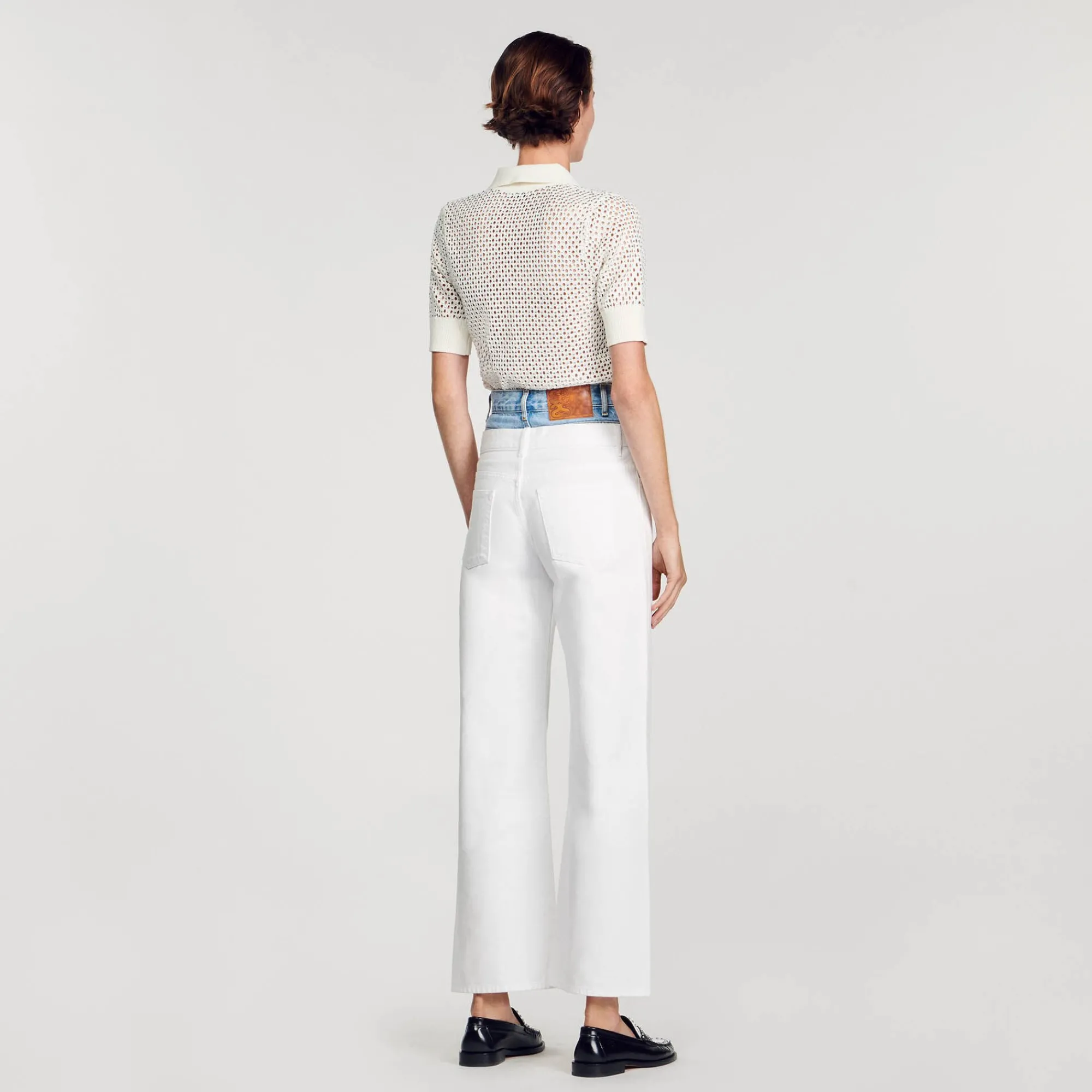 Pantalons & Jeans*SANDRO Jean Double Ceinture Bicolore blanc