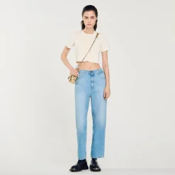 Pantalons & Jeans*SANDRO Jean Droit Taille Basse Bleu jean