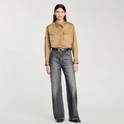 Pantalons & Jeans*SANDRO Jean Droit Taille Basse Gris