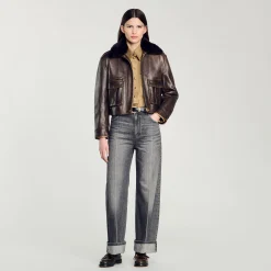 Pantalons & Jeans*SANDRO Jean Droit Taille Basse Gris
