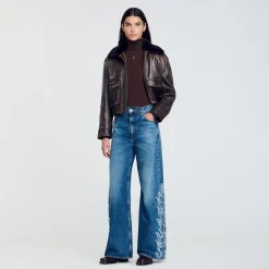 Pantalons & Jeans*SANDRO Jean Flare Flammes Bleu jean clair