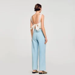 Pantalons & Jeans*SANDRO Jean Large à Plis Creux Bleu jean clair