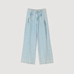 Pantalons & Jeans*SANDRO Jean Large à Plis Creux Bleu jean clair