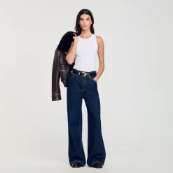 Pantalons & Jeans*SANDRO Jean Large Flare Bleu jean