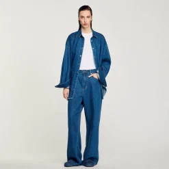 Pantalons & Jeans*SANDRO Jean Large Strassé Bleu jean