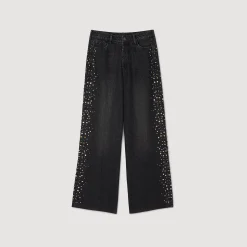 Pantalons & Jeans*SANDRO Jean Large Strassé Noir