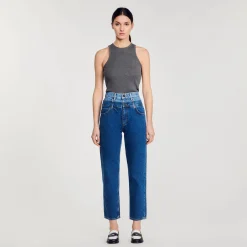 Pantalons & Jeans*SANDRO Jean Mom Double Ceinture Bleu