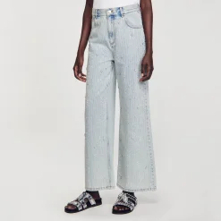 Pantalons & Jeans*SANDRO Jean Orné De Strass Bleu jean clair