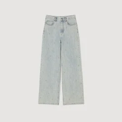 Pantalons & Jeans*SANDRO Jean Orné De Strass Bleu jean clair
