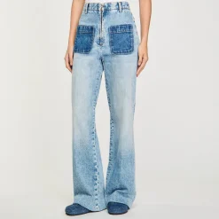 Pantalons & Jeans*SANDRO Jean Taille Haute Bleu jean clair
