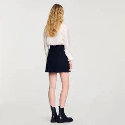 Jupes & Shorts*SANDRO Jupe Courte à Plis Piqués Noir