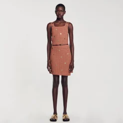 Ensembles|Jupes & Shorts*SANDRO Jupe Courte Asymétrique Marron