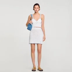 Ensembles|Jupes & Shorts*SANDRO Jupe Courte En Crochet blanc