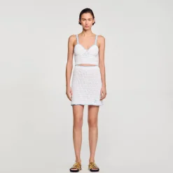 Ensembles|Jupes & Shorts*SANDRO Jupe Courte En Crochet blanc