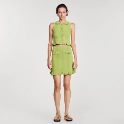 Ensembles|Jupes & Shorts*SANDRO Jupe Courte En Maille Vert Olive