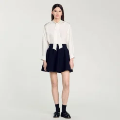 Jupes & Shorts*SANDRO Jupe Courte En Maille Marine