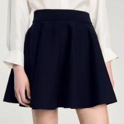 Jupes & Shorts*SANDRO Jupe Courte En Maille Marine