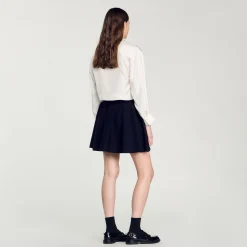 Jupes & Shorts*SANDRO Jupe Courte En Maille Marine