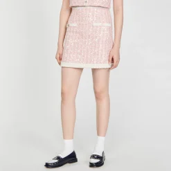 Ensembles|Jupes & Shorts*SANDRO Jupe Courte En Tweed Rose
