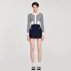 Costumes|Jupes & Shorts*SANDRO Jupe Courte En Twill De Laine Bleu marine