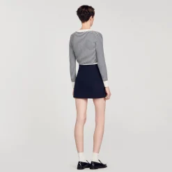 Costumes|Jupes & Shorts*SANDRO Jupe Courte En Twill De Laine Bleu marine