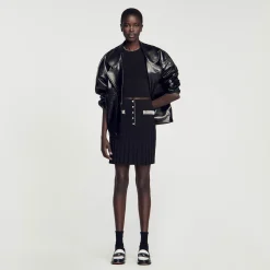 Ensembles|Jupes & Shorts*SANDRO Jupe Courte Ornée De Perles Noir