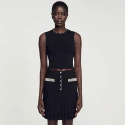 Ensembles|Jupes & Shorts*SANDRO Jupe Courte Ornée De Perles Noir