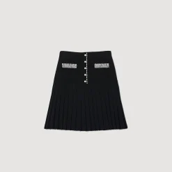 Ensembles|Jupes & Shorts*SANDRO Jupe Courte Ornée De Perles Noir