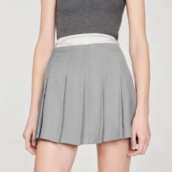 Costumes|Jupes & Shorts*SANDRO Jupe Courte Plissée Gris Clair