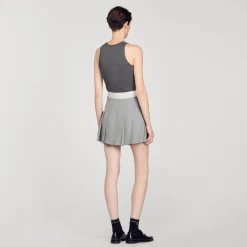 Costumes|Jupes & Shorts*SANDRO Jupe Courte Plissée Gris Clair