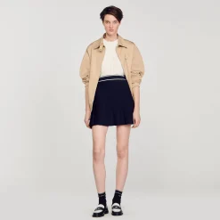 Jupes & Shorts*SANDRO Jupe Courte Plissée Bleu marine