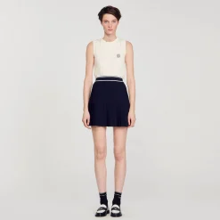 Jupes & Shorts*SANDRO Jupe Courte Plissée Bleu marine