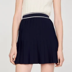 Jupes & Shorts*SANDRO Jupe Courte Plissée Bleu marine