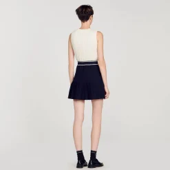 Jupes & Shorts*SANDRO Jupe Courte Plissée Bleu marine