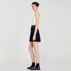 Jupes & Shorts*SANDRO Jupe Courte Plissée Bleu marine