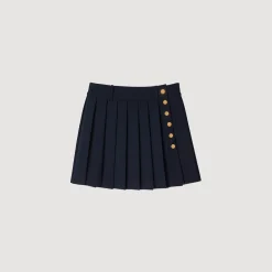 Jupes & Shorts*SANDRO Jupe Courte Plissée Marine