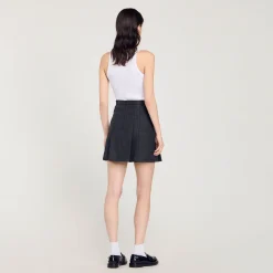 Costumes|Ensembles*SANDRO Jupe Courte Plissée à Carreaux Gris Foncé