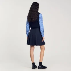 Jupes & Shorts*SANDRO Jupe Courte Plissée Asymétrique Marine