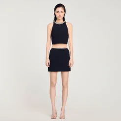 Ensembles|Jupes & Shorts*SANDRO Jupe Courte Strassée Noir