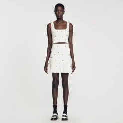 Ensembles|Jupes & Shorts*SANDRO Jupe En Maille Ornée De Charms blanc
