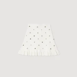 Ensembles|Jupes & Shorts*SANDRO Jupe En Maille Ornée De Charms blanc