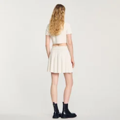 Ensembles|Jupes & Shorts*SANDRO Jupe En Maille Pointelle Ecru