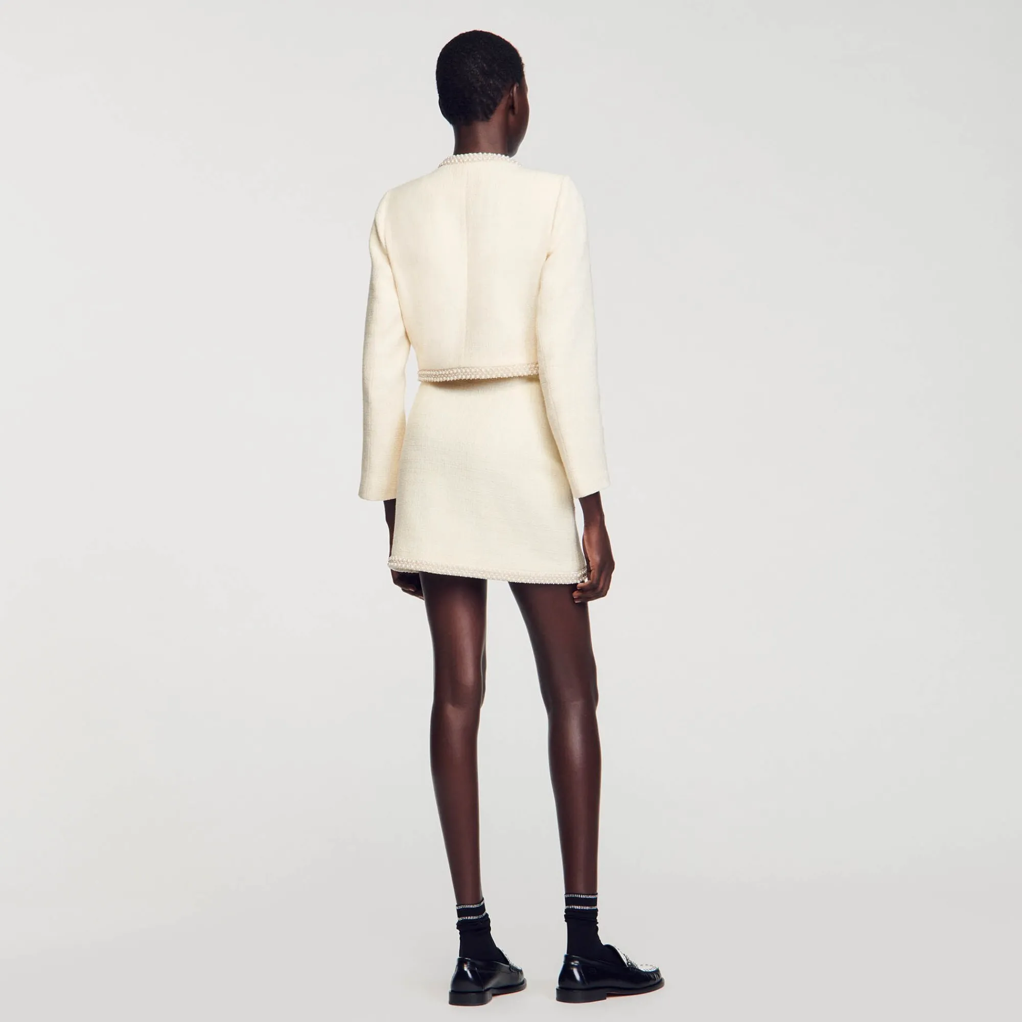 Ensembles|Jupes & Shorts*SANDRO Jupe En Tweed Perlée Ecru