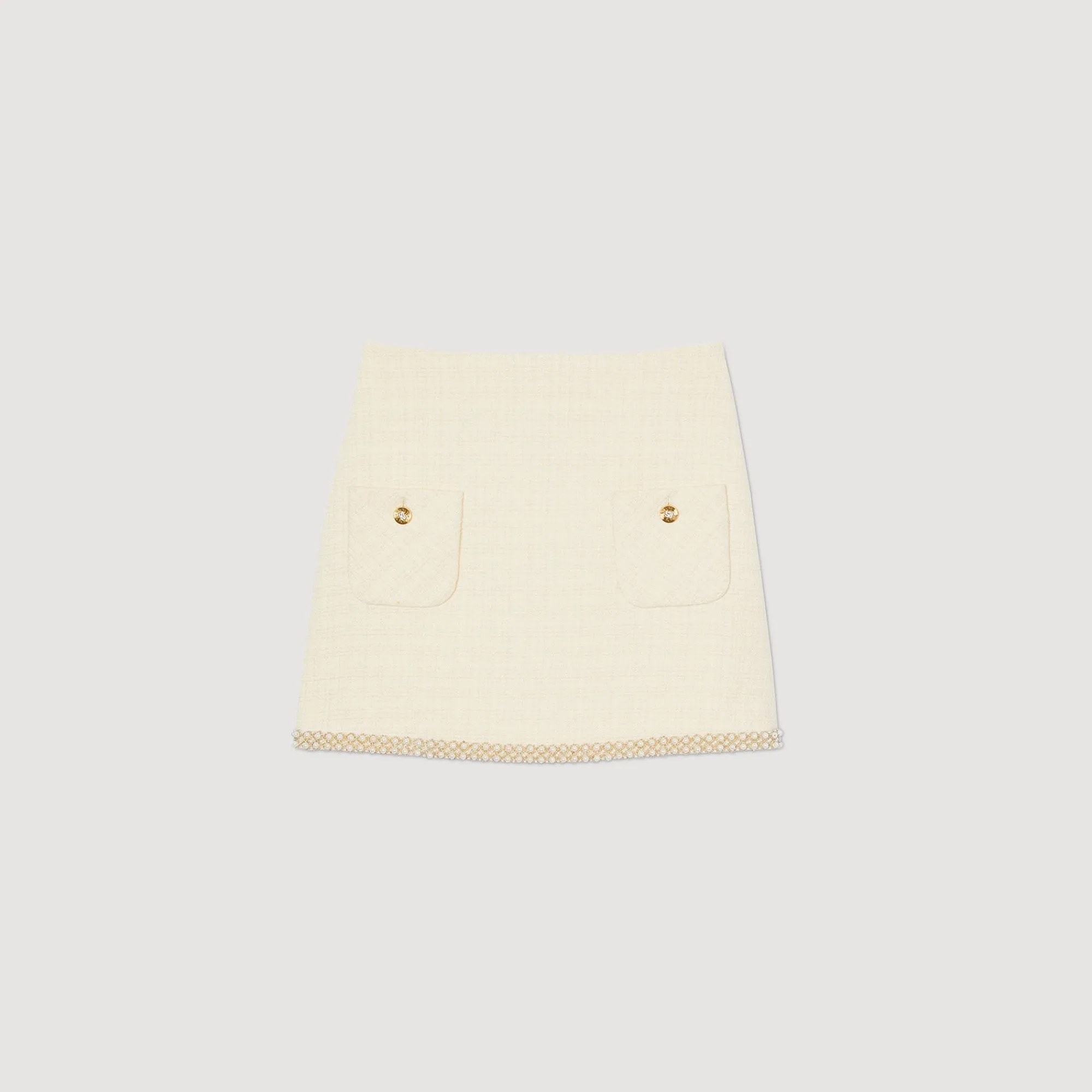 Ensembles|Jupes & Shorts*SANDRO Jupe En Tweed Perlée Ecru