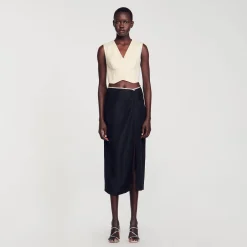 Ensembles|Jupes & Shorts*SANDRO Jupe Fendue Strassée Noir