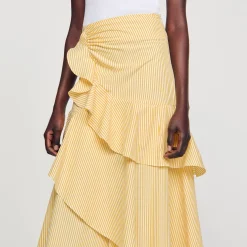 Jupes & Shorts*SANDRO Jupe Longue Asymétrique Jaune / Ecru